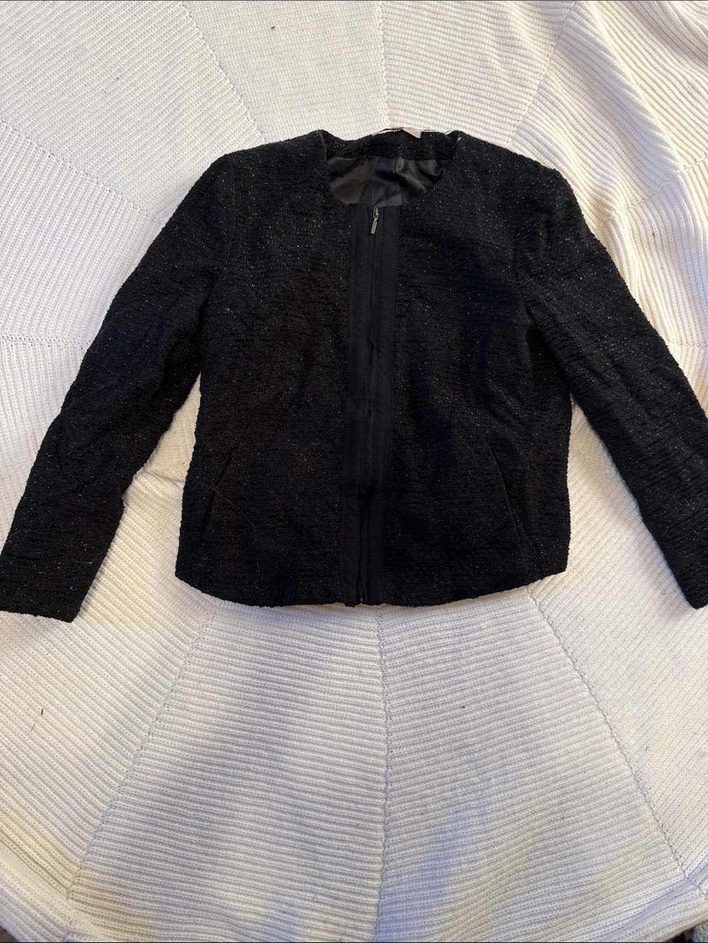 GAP Black Textured Zip-Front Blazer